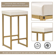 Load image into Gallery viewer, TREXM 3-piece Modern Pub Set with Faux Marble Countertop and Bar Stools, White/Gold
