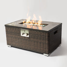 Load image into Gallery viewer, Outdoor Fire Table  Gas Fire Pit Rattan gas fire table, 40,000BTU  gas fire table with tile tabletop
