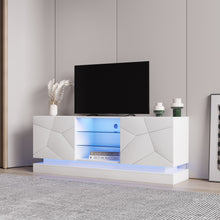 Load image into Gallery viewer, TV Cabinet Wholesale, White TV Stand with Lights, Modern LED TV Cabinet with Storage Drawers, Living Room Entertainment Center Media Console Table
