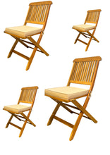 Load image into Gallery viewer, BTExpert 4 Patio Fully Assembled Outdoor Acacia Wood Solid Outdoor Wood Folding Chair, Teak Finish, Tan Cushions, Patio, Garden
