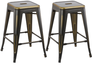 24" inch Industrial Vintage Antique Copper Distressed Counter Bar Stool Set of 4