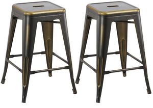 24" inch Metal Vintage Copper Distressed Counter Bar Stool Modern Set of 2
