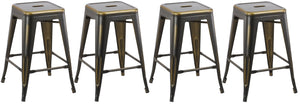 24" inch Industrial Vintage Antique Copper Distressed Counter Bar Stool Set of 4
