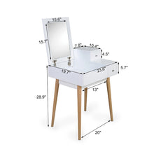 Load image into Gallery viewer, Wooden Vanity Desk Flip-top Dressing Mirror Writing table Computer Desk,White
