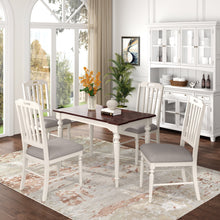 Load image into Gallery viewer, TOPMAX Mid-Century Farmhouse Wood 5-Piece Dining Table Set with 4 Padded Dining Chairs, White
