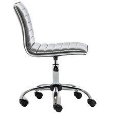 Load image into Gallery viewer, BTEXPERT Swivel Mid Back Armless Ribbed Task Leather Chair, Gray upholstery and Chrome
