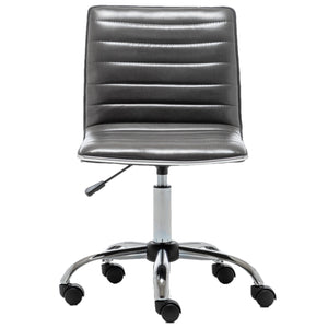 BTEXPERT Swivel Mid Back Armless Ribbed Task Leather Chair, Gray upholstery and Chrome