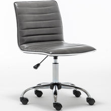 Load image into Gallery viewer, BTEXPERT Swivel Mid Back Armless Ribbed Task Leather Chair, Gray upholstery and Chrome
