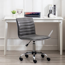 Load image into Gallery viewer, BTEXPERT Swivel Mid Back Armless Ribbed Task Leather Chair, Gray upholstery and Chrome
