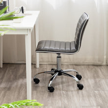 Load image into Gallery viewer, BTEXPERT Swivel Mid Back Armless Ribbed Task Leather Chair, Gray upholstery and Chrome
