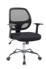 Load image into Gallery viewer, Ergonomic Mid back Office Chair Chrome base, Lumbar Arm Black padded Mesh Chair
