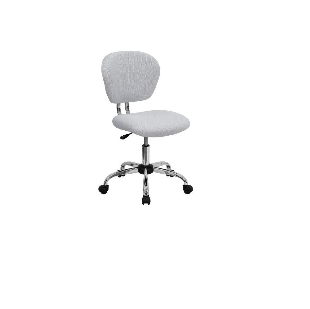 Ergonomic Mesh Midback Swivel Office Chair, White padded seat chrome base