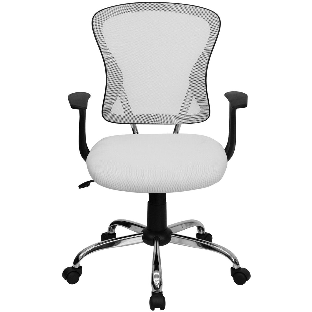 White Mesh Mid back Adjustable Swivel Seat Office Desk Task Chair Chrome base