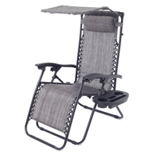 Load image into Gallery viewer, Outdoor Zero gravity Chair lounge patio Canopy Sunshade Cup tray Gray
