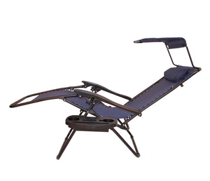 Zero gravity Chair lounge patio Canopy Sunshade blue