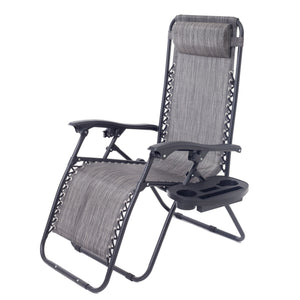 BTExpert Zero Gravity Chair Case Lounge Outdoor Patio Beach Yard Garden With Utility Tray Cup Holder Gray Set of 2