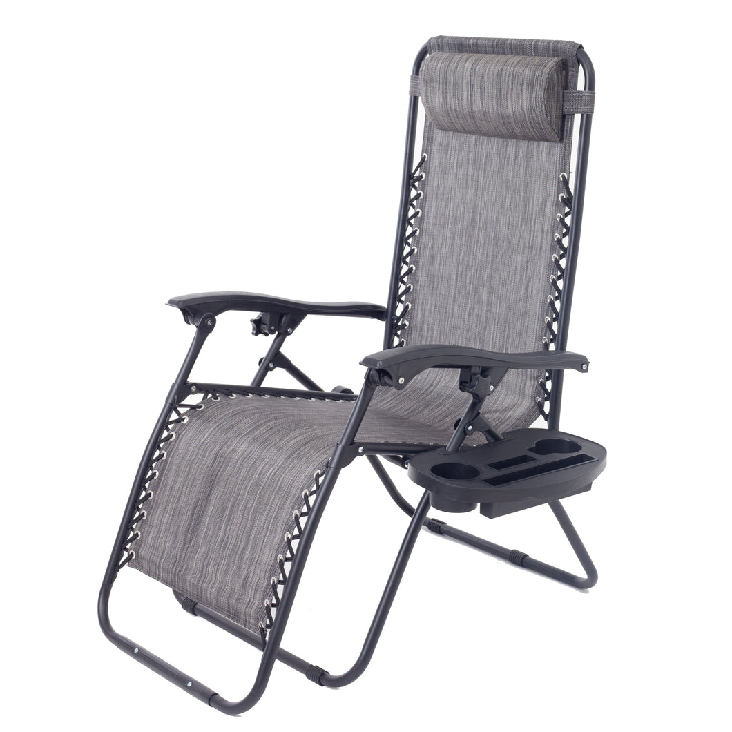 Zero Gravity Chair Case Lounge Outdoor Patio Beach Yard Garden With Utility Tray Cup Holder Gray