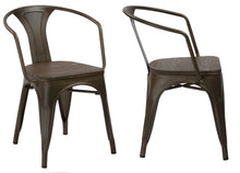 Load image into Gallery viewer, Industrial Rustic Metal Distressed Dining Bistro Cafe Arm Chair Wood, Set of 2
