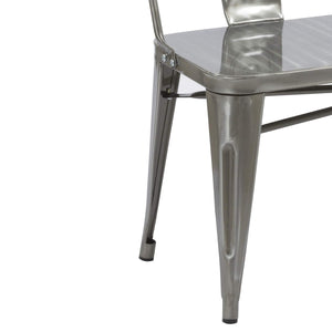 BTEXPERT AM5061DM Industrial Dining Chair Bench Full Back Seat, Distressed Metal, 5061DM