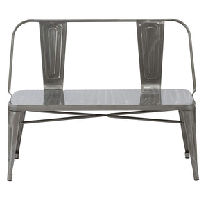 BTEXPERT AM5061DM Industrial Dining Chair Bench Full Back Seat, Distressed Metal, 5061DM