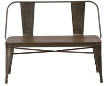 Load image into Gallery viewer, Industrial Antique Rustic Wood Metal Dining Bench Full Back Garden Patio
