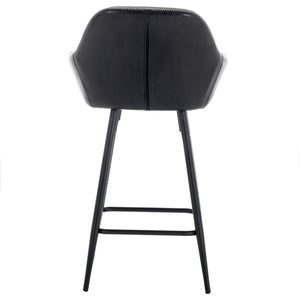 BTExpert 25 inch Bucket Black Faux Leather Accent Dining Bar Chair
