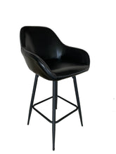 Load image into Gallery viewer, BTExpert 25 inch Bucket Black Faux Leather Accent Dining Bar Chair
