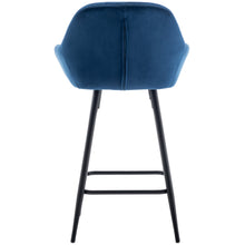 Load image into Gallery viewer, Btexpert Bucket Upholstered Blue Velvet Accent Dining Counter Height Barstools 24 inch Counter Height Set of 2
