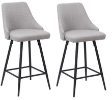 Load image into Gallery viewer, TWO- New Premium upholstered Dining 25&quot; High Back Stool Bar Chairs, Set of 2 Pack Gray Polyester
