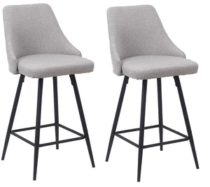 TWO- New Premium upholstered Dining 25" High Back Stool Bar Chairs, Set of 2 Pack Gray Polyester