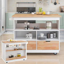 Load image into Gallery viewer, Kitchen Cart Rolling Mobile Kitchen Island Solid Wood Top, Kitchen Cart With 2 Drawers,Tableware Cabinet（White）
