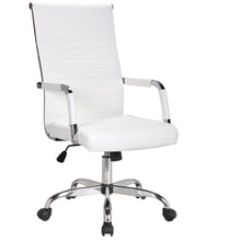 Load image into Gallery viewer, High Back Fuax Leather Chair, White upholstery Work Computer Office Chair Tilt Seat Designer Executive Manager Conference Ergonomic Swivel Chair
