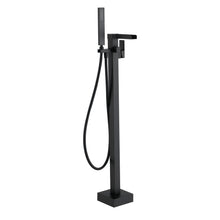 Load image into Gallery viewer, Bathtub Faucet Waterfall Tub Filler Floor Mount Brass Single Handle Bathroom Faucets with Hand Shower
