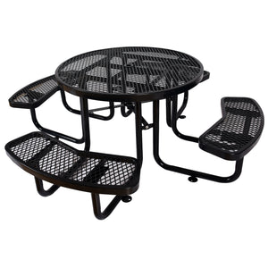 Round Outdoor Steel Picnic Table 46" black ,with umbrella pole