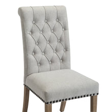 Load image into Gallery viewer, BTExpert High Back Tufted Parsons Upholstered Dining Room Chair Wood Accent Nail Trim Linen Gray
