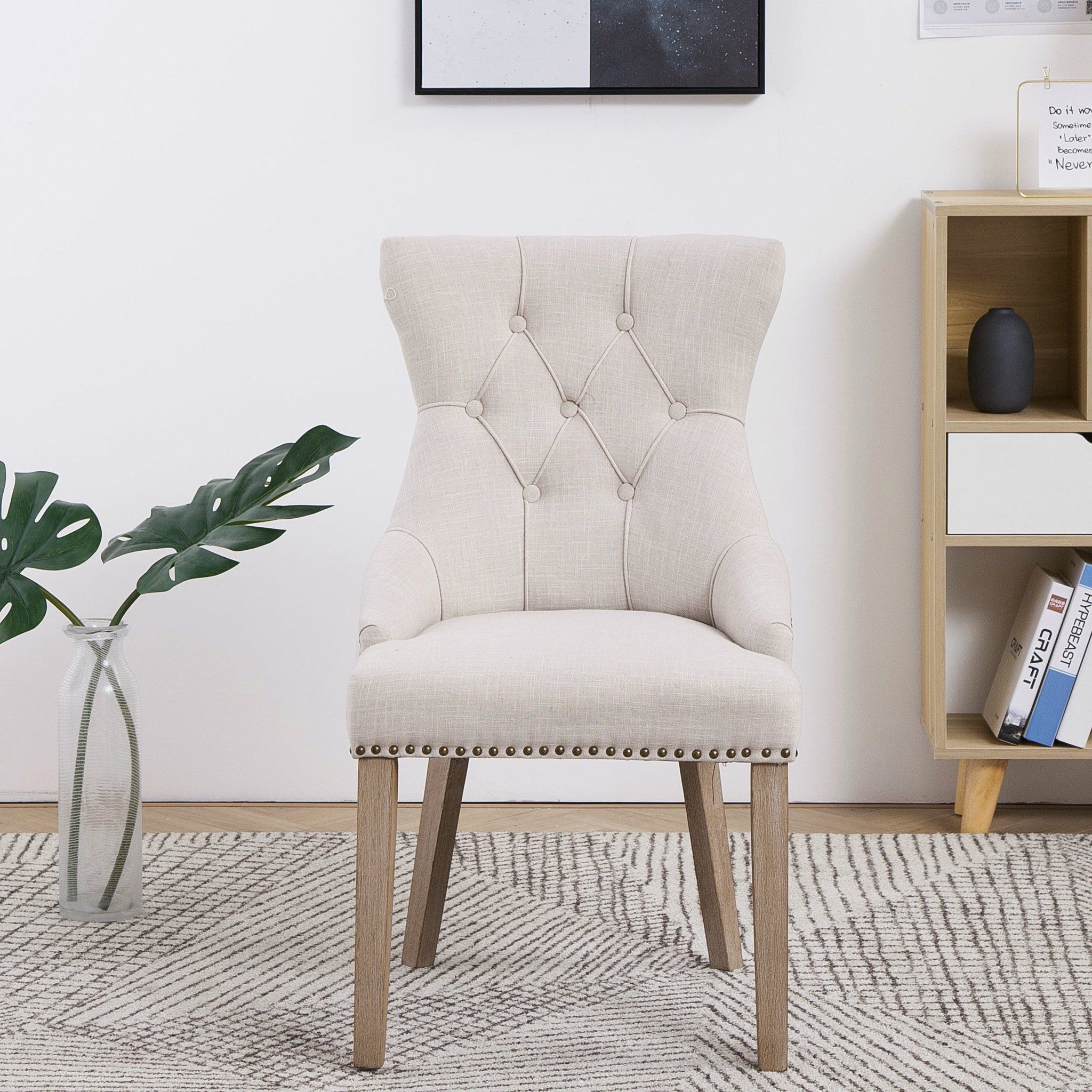 SET OF TWO High Back Tufted Parsons Upholstered Padded Dining Room