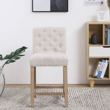 Load image into Gallery viewer, BTExpert Wooden Linen Tufted Counter 26&quot; Bar Stool Chair , Accent Nail Trim Barstool ONE
