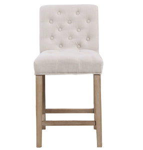 BTExpert Wooden Linen Tufted Counter 26" Bar Stool Chair , Accent Nail Trim Barstool ONE