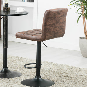 BTExpert Adjustable Industrial Metal upholstered Swivel   Brown Rustic Dining Barstool Chair , Back