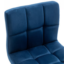 Load image into Gallery viewer, BTEXPERT Adjustable Industrial Metal upholstered Swivel Blue Velvet Dining Barstool Chair Set of 2
