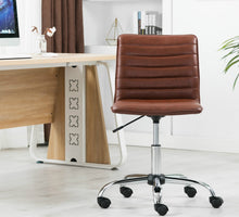 Load image into Gallery viewer, Ergonomic Mid Back PU Leather Swivel Designer Manager Conference Work Task Computer Office Ribbed Chair
