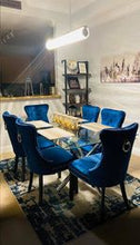 Load image into Gallery viewer, BTExpert High Back Velvet Navy Blue Tufted Upholstered Dining Chair Solid Wood Nail Trim, Ring
