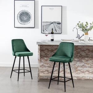 BTExpert Faiza Velvet Geen Upholstered Modern  Barstool Stool Bar Chair