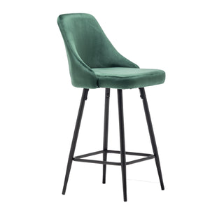 BTExpert Faiza Velvet Geen Upholstered Modern  Barstool Stool Bar Chair