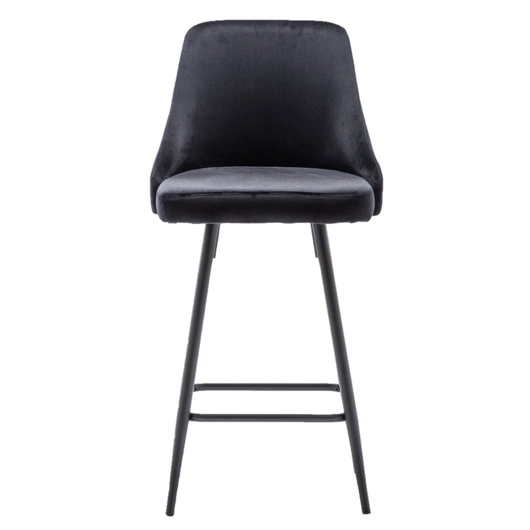 BTExpert Hafsa Velvet Black Upholstered Modern barstool Stool Bar Chair