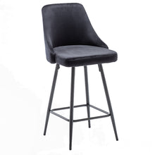 Load image into Gallery viewer, BTExpert Hafsa Velvet Black Upholstered Modern barstool Stool Bar Chair
