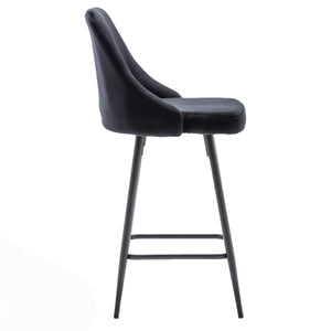 BTExpert Hafsa Velvet Black Upholstered Modern barstool Stool Bar Chair
