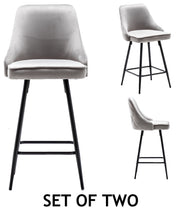 Load image into Gallery viewer, Tasleem Velvet Gray Tufted Upholstered Modern Premium Stool Bar Chairs Set of 2
