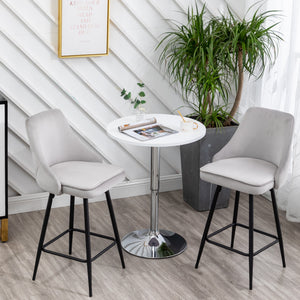 Tasleem Velvet Gray Tufted Upholstered Counter Barstool Modern Stool Bar Chair
