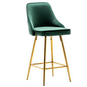 NEW TWO -Barstools Green Rahima Tufted Upholstered Modern Premium Stool Bar Chairs